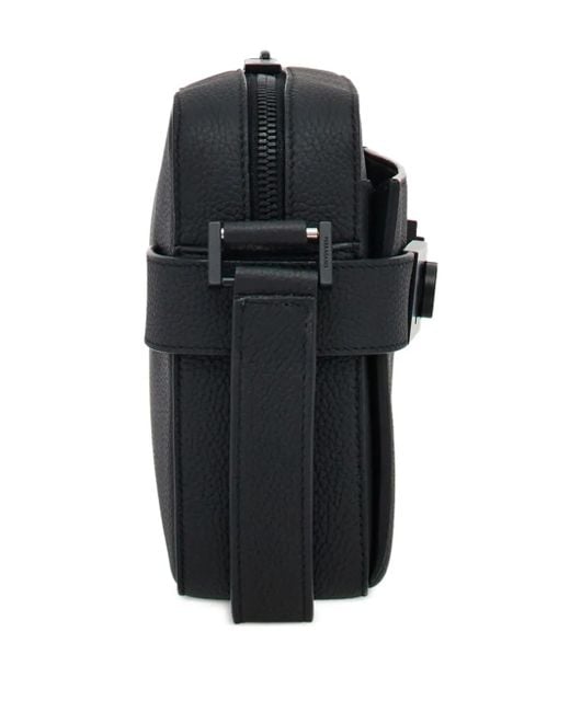 Ferragamo Black Gancini-Buckle Leather Shoulder Bag for men