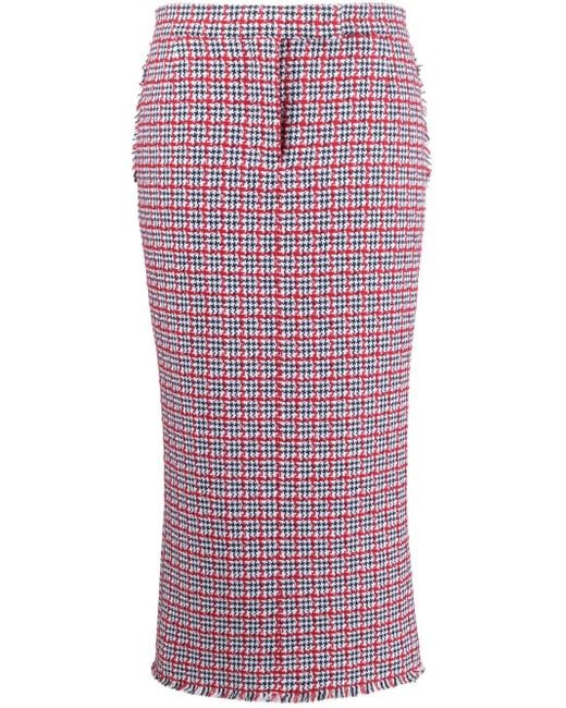 Thom Browne Purple Check-Pattern Tweed Midi Skirt