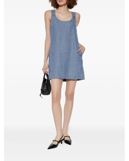 Posse Blue Button-Detailing Sleeveless Mini Day Dress