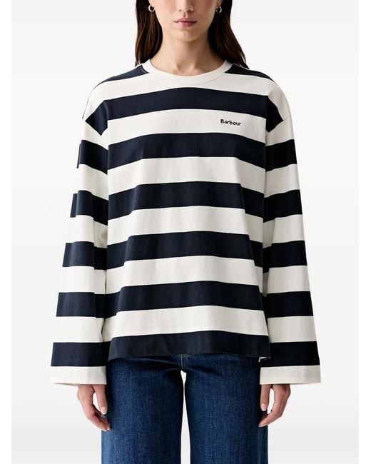 Barbour Blue Cartmel Striped-Pattern Long-Sleeved T-Shirt