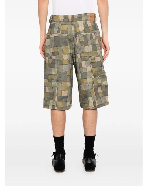 Maison Kitsuné Geruite Shorts in het Green voor heren