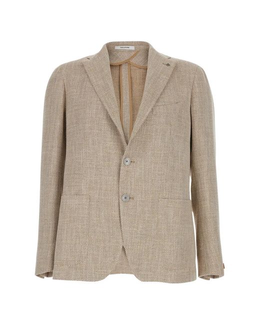 Tagliatore Natural Herringbone Button Jacket for men