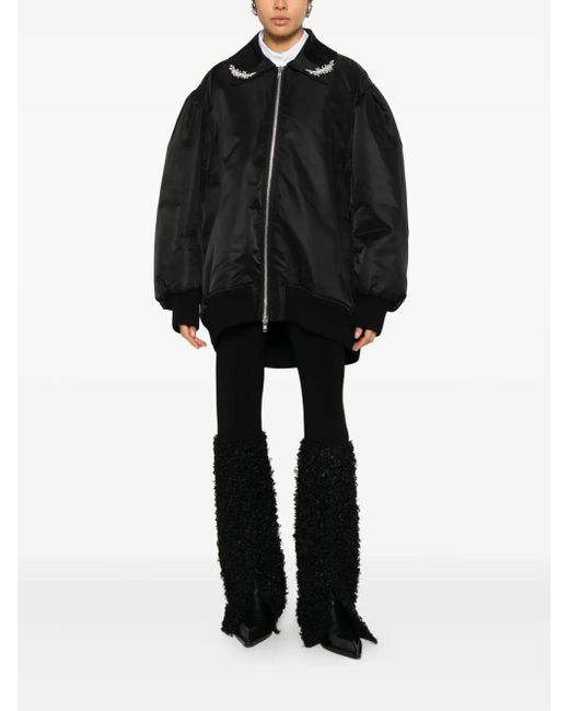 Simone Rocha Black Embellished Bomber Jacket