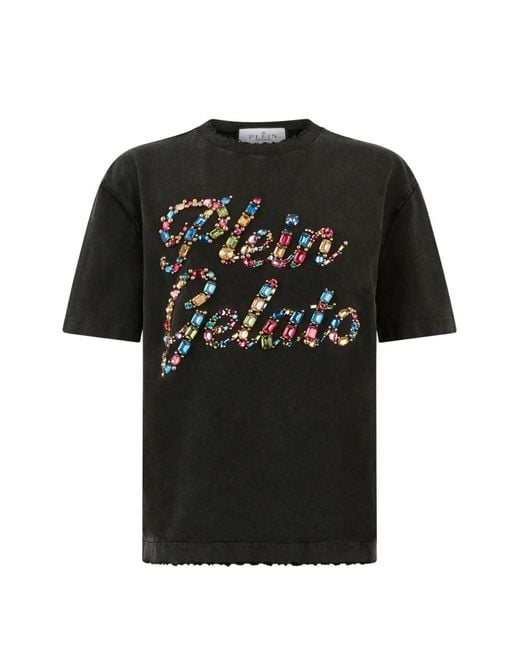 Philipp Plein Black Crystal-Embellished T-Shirt