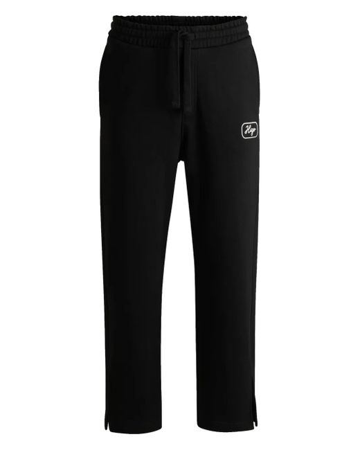 HUGO Black Cotton Track Trousers for men