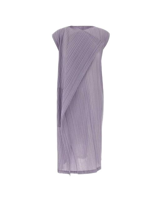 Pleats Please Issey Miyake Purple Pleated Midi Dress