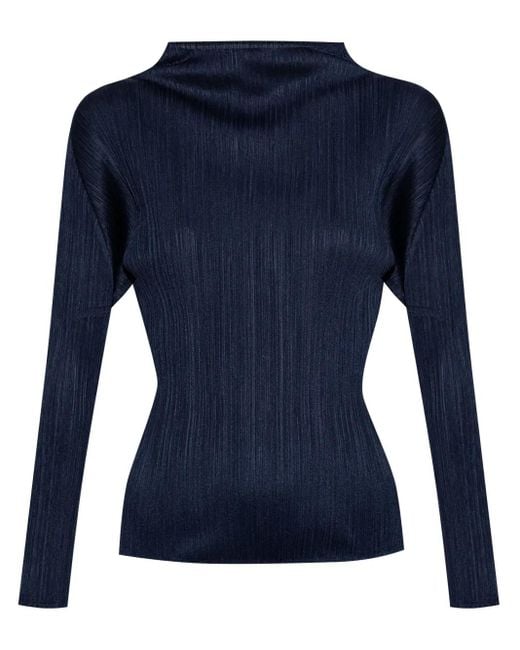Pleats Please Issey Miyake プリーツ トップ Blue