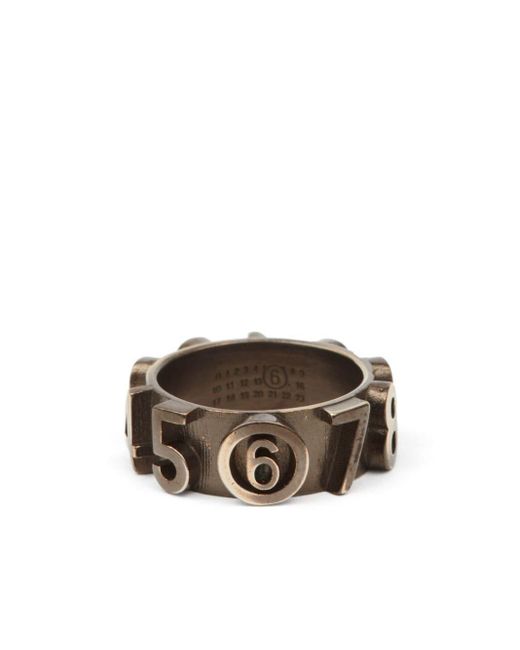 MM6 by Maison Martin Margiela Metallic Signature Numbers-motif Ring