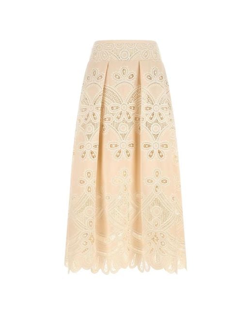 Elie Saab White Jupe Longue À Broderies