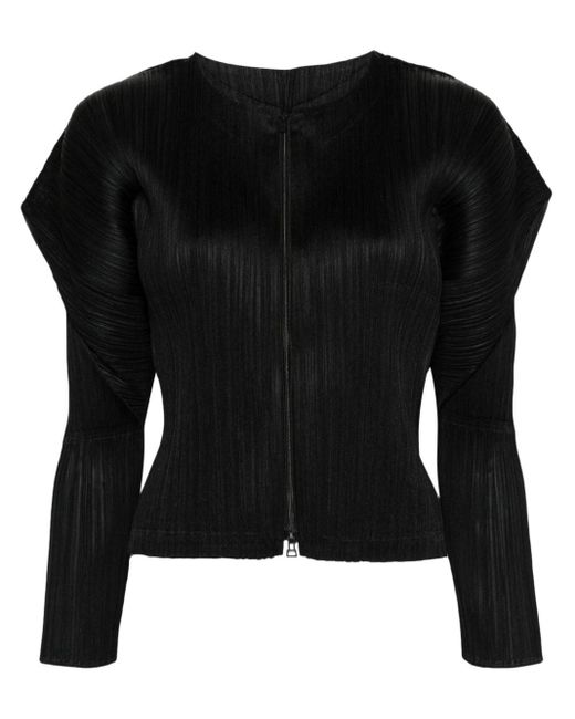 Pleats Please Issey Miyake Black Monthly Colors February Pleated Cardigan