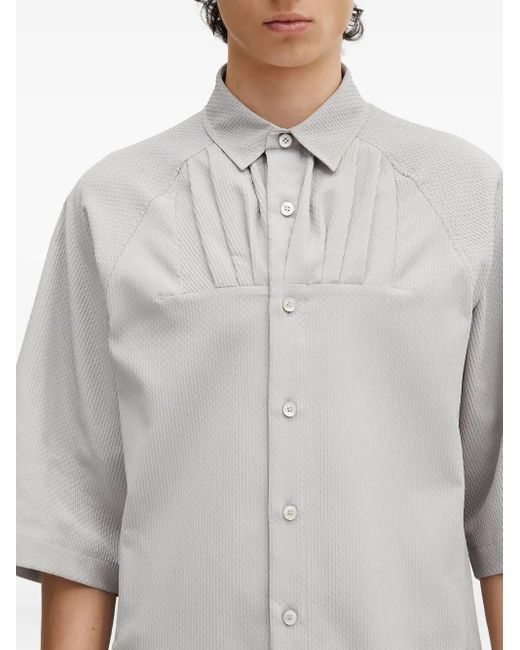 Adererror Gray Pleated Short-Sleeve Shirt
