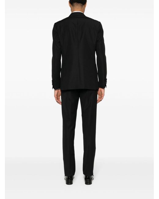 Lardini Black Double-breasted Wool-blend Suit for men