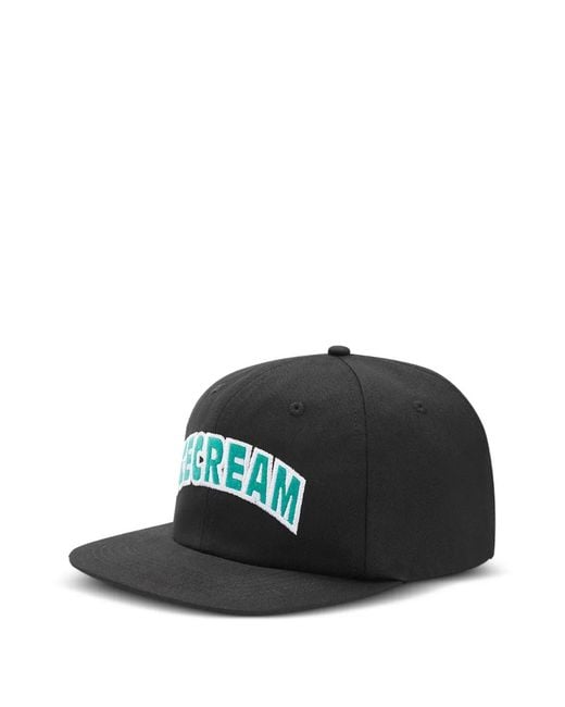 ICECREAM Black Embroidered-Logo Cap Hat