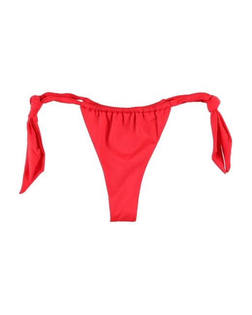 Let's Swim Bikinislip Met Gestrikte Zijkanten in het Red