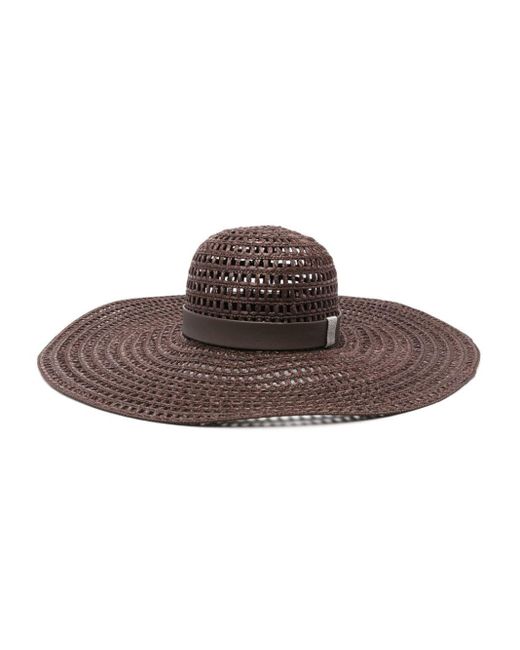 Peserico Brown Interwoven Sun Hat