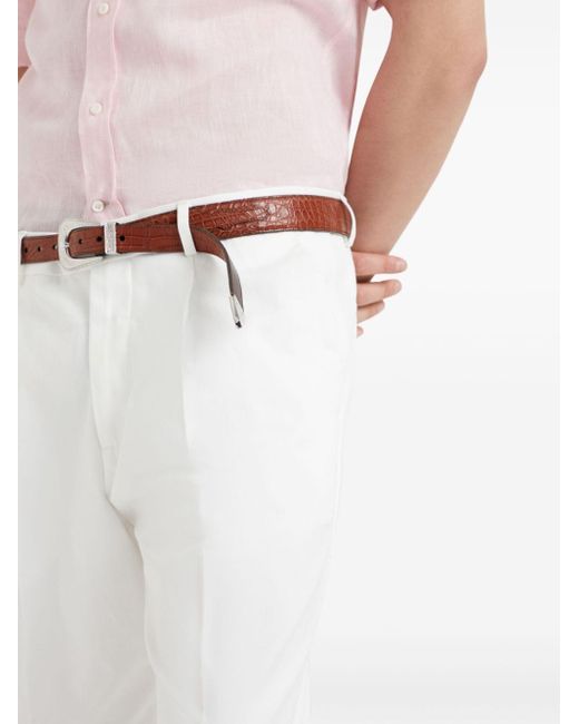 Pantalon en coton mélangé à pinces Brunello Cucinelli pour homme en coloris White