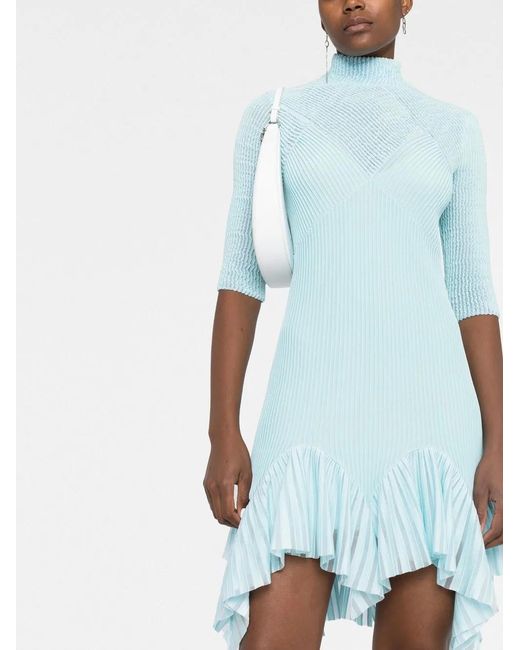 Givenchy Blue Flounced Plissé Mini Dress