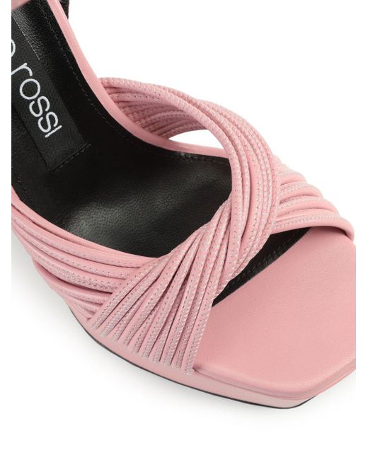 Sergio Rossi Pink Akida Leather Platform Sandals