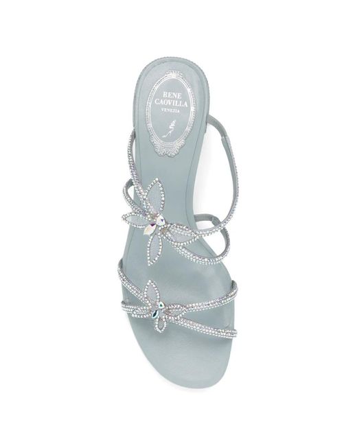 Rene Caovilla White 40Mm Crystal-Embellished Sandals