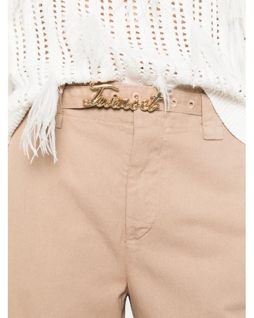 Twinset White Logo Belt Trousers