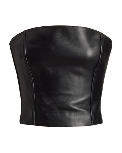 Ralph Lauren Black Strapless Leather Top