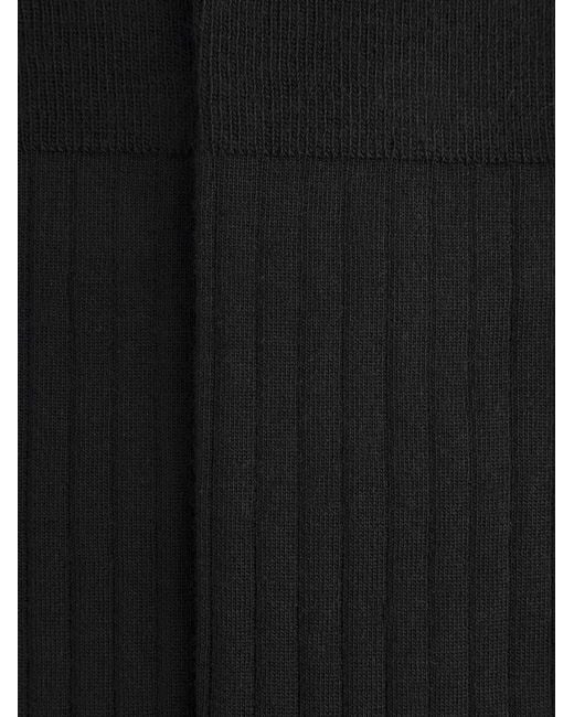 Hackett Black Ribbed-Knit Contrast-Trim Socks for men