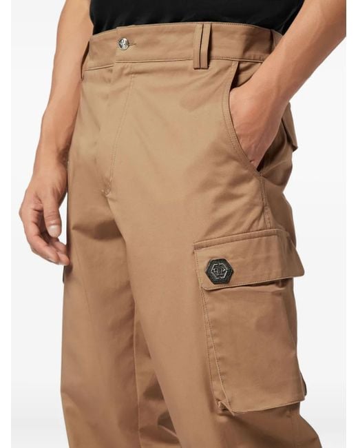 Philipp Plein Natural Cargo Pocket Cuffed Trousers for men