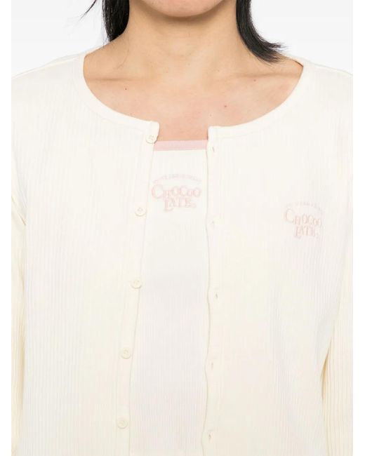 Chocoolate White Logo-Embroidered Top