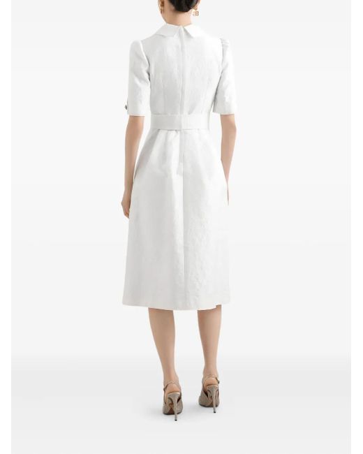 Dolce & Gabbana White Button-Embellished Midi Dress