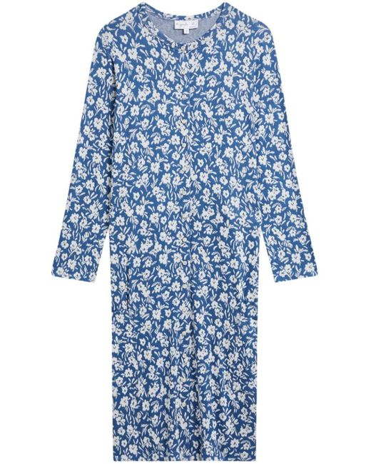 Agnes B. Blue Floral-print Button-up Dress