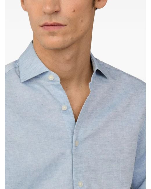 Hackett Blue Kent Collar French Placket Shirt for men