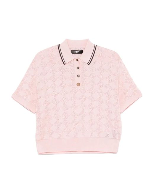 Amiri ピンク Ma Quad ニットポロシャツ Pink