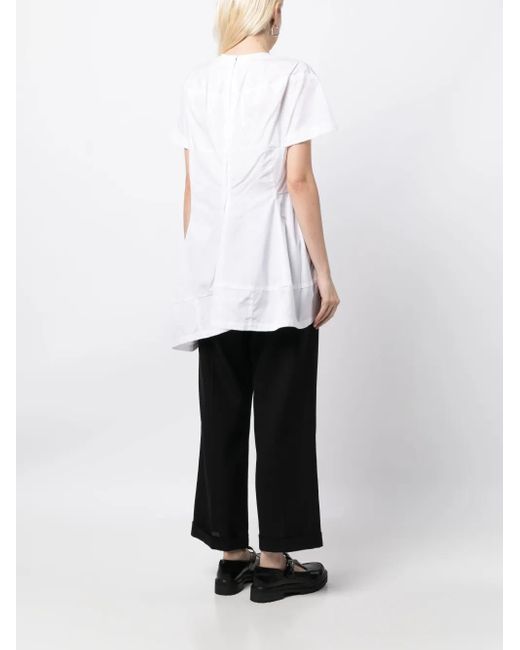 Comme des Garçons White Asymmetric-Design Panelled T-Shirt
