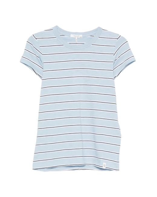 Rag & Bone Blue Slub Striped T-Shirt