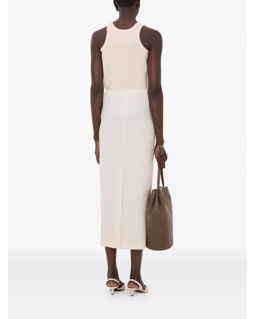 Loulou de Saison White Cara Elasticated Waistband Back Vent Maxi Skirt