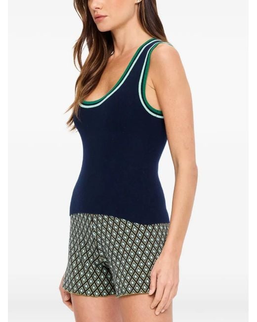 The Upside Blue Joey Striped-Trim Tank Top