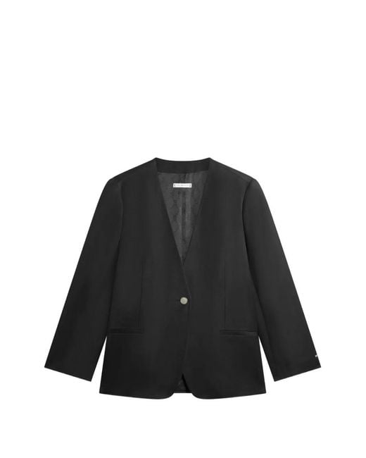 Tommy Hilfiger Black Blazer En Lin Mélangé À Design Sans Col