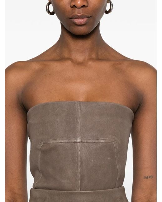 Rick Owens Brown Bustier Leather Top