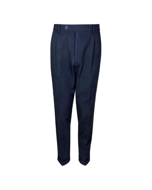 GTA Blue Pleated Turn-Up Trousers for men