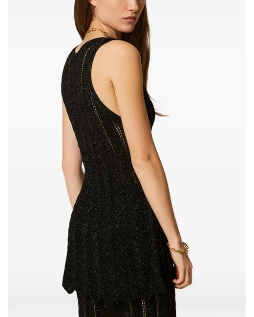 Twinset Black Knitted V-Neck Vest