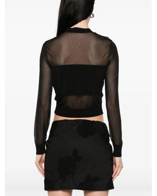 ROTATE BIRGER CHRISTENSEN Black Sheer-Panels Cardigan