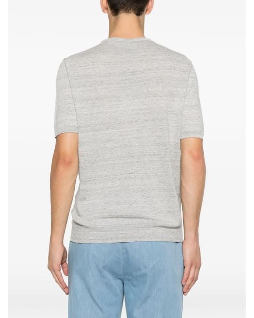 FILIPPO DE LAURENTIIS Gray Fine-Knit Short-Sleeve T-Shirt for men
