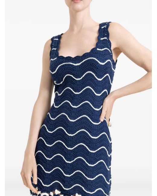 Cara Cara Blue Orel Zigzag-Knit Cotton Mini Dress