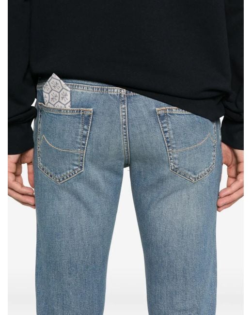 Jacob Cohen Blue Button-Fastening Jeans for men
