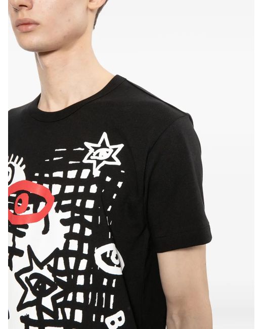 COMME DES GARÇON BLACK Black Graphic-Print Round-Neck T-Shirt
