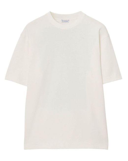 Burberry White Equestrian Knight Cotton T-shirt for men