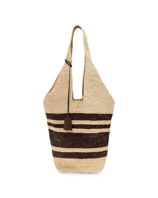 Anine Bing Natural Leah Striped Raffia Tote Bag