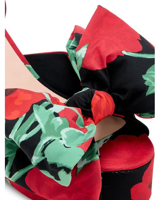 Loeffler Randall Red Kiki Bow Platforms Sandals