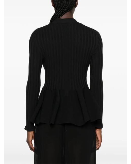 CFCL Black Pottery Ribbed Peplum Cardigan