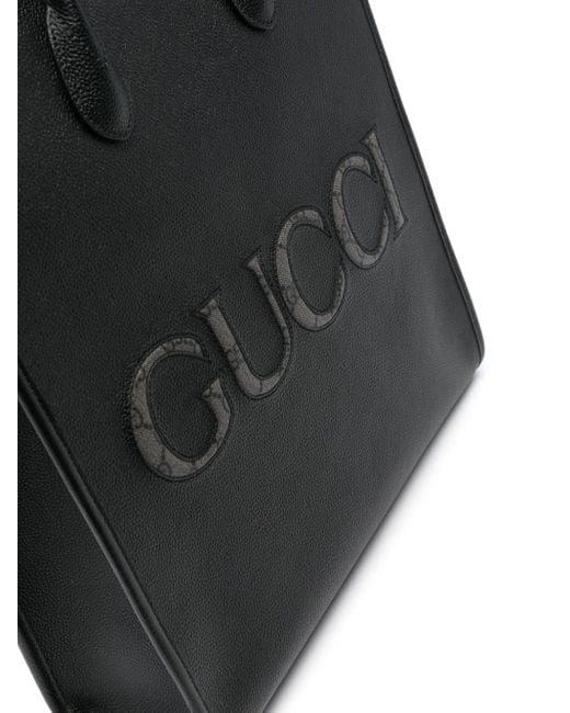 Bolso shopper con logo en relieve Gucci de hombre de color Black